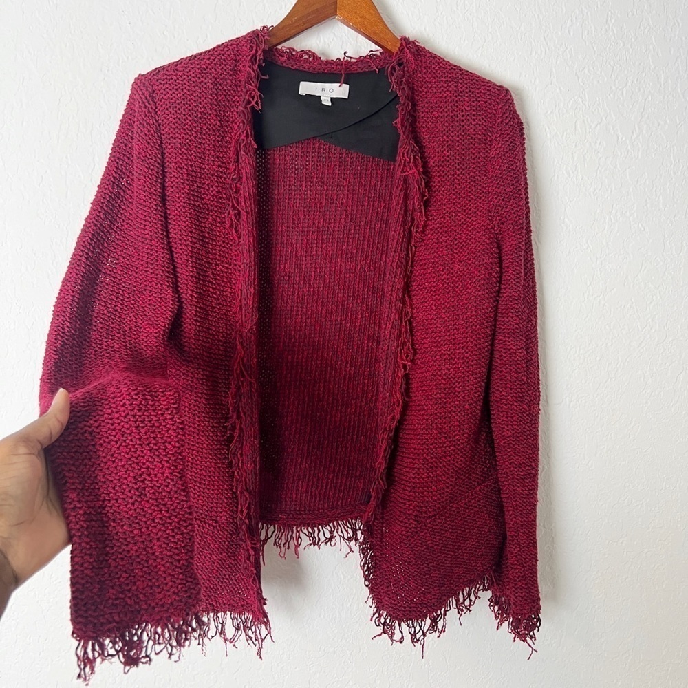 IRO Raspberry Fringe-Trim Tweed Jacket - Picture 4 of 8